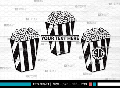 Popcorn Monogram SVG | Movie Popcorn Svg | Cinema Svg | Movie Svg | Popcorn Clipart SVG ETC Craft 