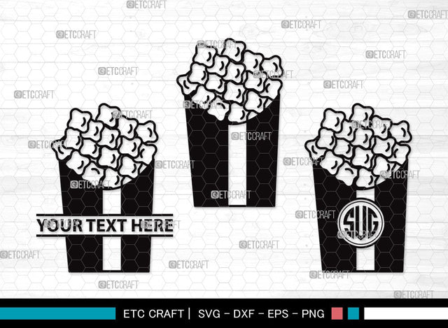 Popcorn Monogram SVG | Movie Popcorn Svg | Cinema Svg | Movie Svg | Popcorn Clipart SVG ETC Craft 