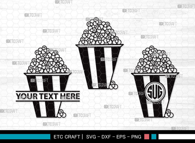 Popcorn Monogram SVG | Movie Popcorn Svg | Cinema Svg | Movie Svg | Popcorn Clipart SVG ETC Craft 