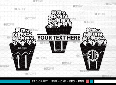 Popcorn Monogram SVG | Movie Popcorn Svg | Cinema Svg | Movie Svg | Popcorn Clipart SVG ETC Craft 