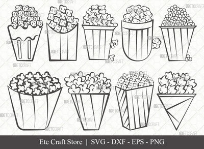 Popcorn SVG Cut File | Movie Popcorn Svg | Cinema Svg | Movie Svg | Popcorn Bundle | Eps | Dxf | Png SVG ETC Craft 