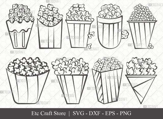 Popcorn SVG Cut File | Movie Popcorn Svg | Cinema Svg | Movie Svg | Popcorn Bundle | Eps | Dxf | Png SVG ETC Craft 