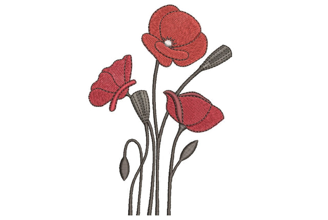 Poppies embroidery design, flower embroidery, 4 sizes. Embroidery/Applique DESIGNS ArtEMByNatalia 