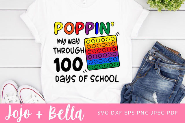 Poppin' Through 100 Days of School Svg, Popper Toy SVG, Teacher Svg, Svg, School Svg, Kids Svg, Teacher, Svg Designs For Cricut, Sublimation SVG Jojo&Bella 