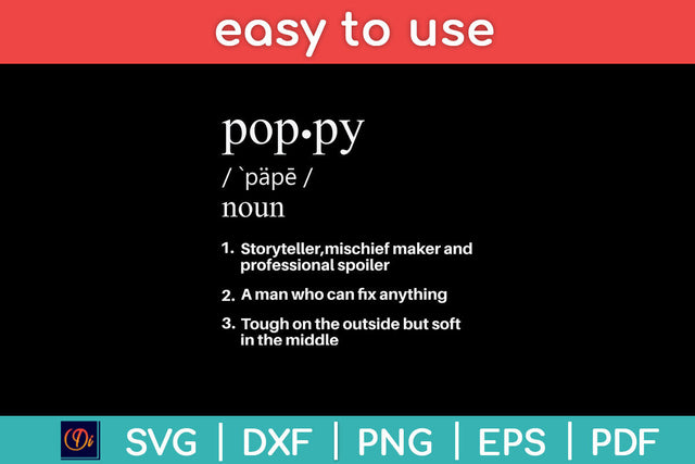 Poppy Definition Funny Father's Day Svg Png Dxf Digital Cutting File SVG Helal 