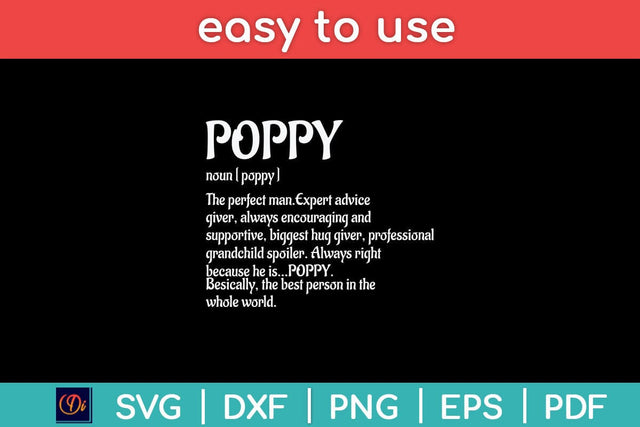 Poppy Definition Grandpa Father's Day Svg Cutting File SVG Helal 