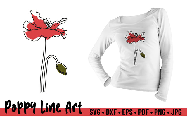 Poppy Flower Line Art SVG SVG Niia Store 
