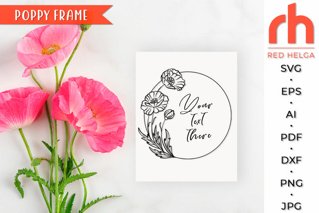Poppy Frame SVG - Leo Wreath Cut File SVG RedHelgaArt 