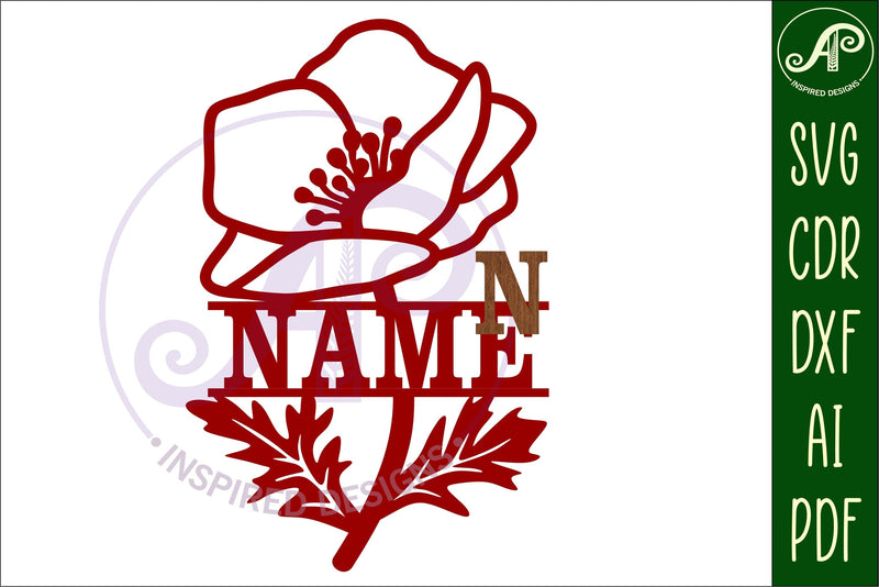 Poppy Lettering Design Poppy Name sign SVG laser cut template digital - So Fontsy