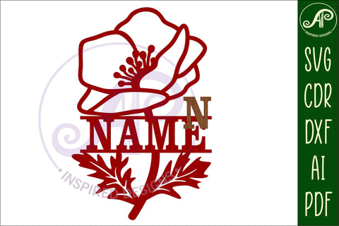 Poppy Name sign SVG laser cut template digital SVG APInspireddesigns 