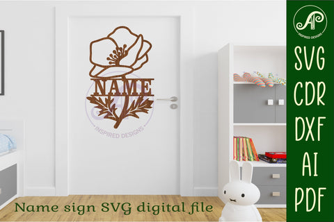 Poppy Name sign SVG laser cut template digital SVG APInspireddesigns 