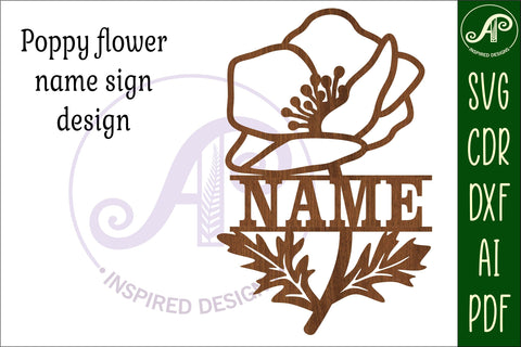 Poppy Name sign SVG laser cut template digital SVG APInspireddesigns 