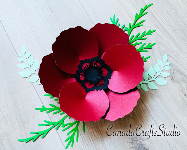 Poppy Paper Flower Template SVG and DXF, Template 81 SVG CanadaCraftsStudio 