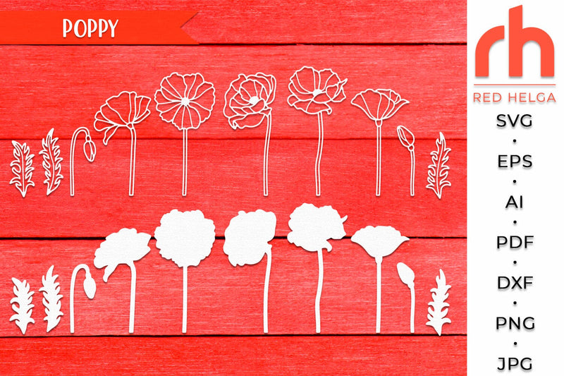 Poppy Dfx File Poppy SVG, August Birth Plant DXF, Layered Flower Cut File, Leo Flower ...