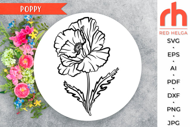 Poppy SVG - Leo Flower Cut File SVG RedHelgaArt 