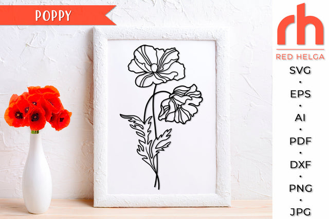 Poppy SVG - Leo Flower Cut File SVG RedHelgaArt 