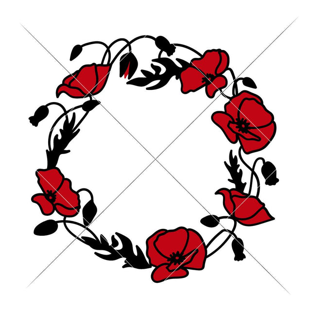 Poppy Wreath SVG Chameleon Cuttables 