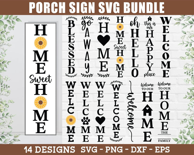 Porch Sign SVG Bundle - Welcome Porch Sign SVG, Vertical Porch Sign SVG, Farmhouse Porch Sign SVG SVG GraphicsTreasures 