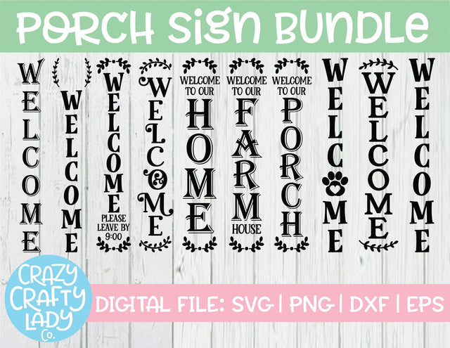 Porch Sign SVG Cut File Bundle SVG Crazy Crafty Lady Co. 