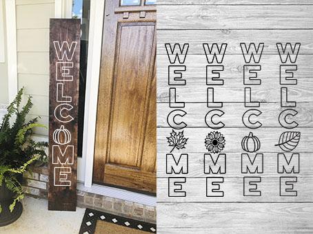 Porch Sign SVG Set, Welcome SVG, Vertical Porch Sign SVG. SVG Elinorka 