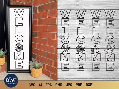 Porch Sign SVG Set, Welcome SVG, Vertical Porch Sign SVG. SVG Elinorka 