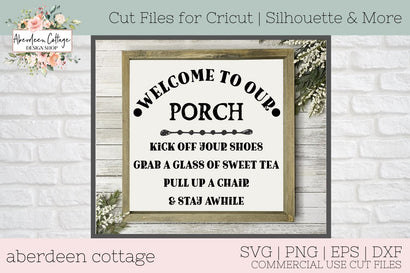 Porch Welcome Sign SVG SVG Aberdeen Cottage 
