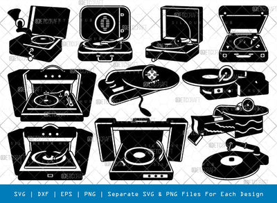 Portable Gramophone Silhouette Svg Cricut Cut Files Png Bundle, SB01031 SVG ETC Craft 
