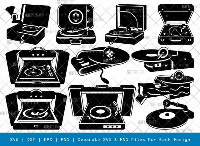 Portable Gramophone Silhouette Svg Cricut Cut Files Png Bundle, SB01031 SVG ETC Craft 