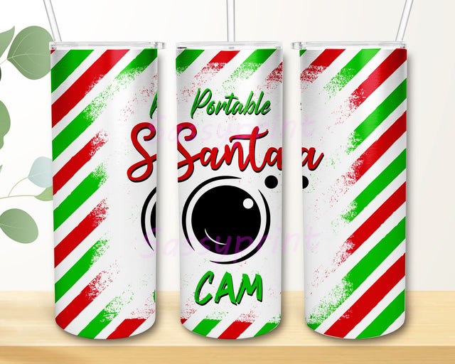 Portable Santa Cam 20oz Skinny Tumbler, Sublimation Designs for Straight/Tapered Tumbler PNG File Digital Download Sublimation sassyprint 