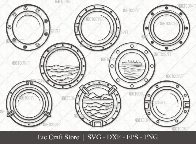 Porthole Outline SVG Cut File | Ship Porthole Svg | Ship Window Svg | Sea Exploration Svg | Boat Porthole Svg | Submarine Svg | Porthole Svg Bundle SVG ETC Craft 