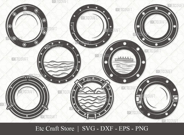 Porthole Silhouette SVG Cut File | Ship Porthole Svg | Ship Window Svg | Sea Exploration Svg | Boat Porthole Svg | Submarine Svg | Porthole Svg Bundle SVG ETC Craft 