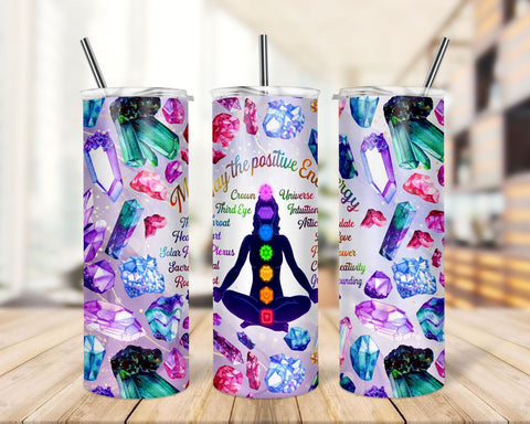Positive Energy ,healing crystals,7 Chakras 20oz Skinny Tumbler design, Png ,yoga,positive energy Sublimation TrendingDesign 