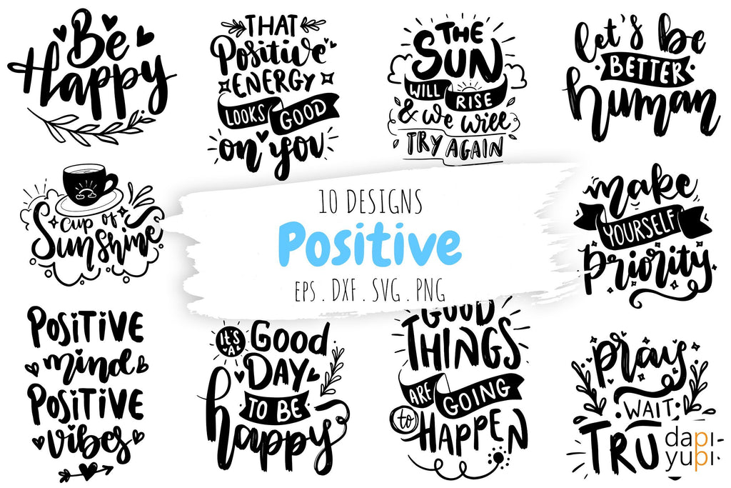 Positive Lettering Quotes Bundle - So Fontsy