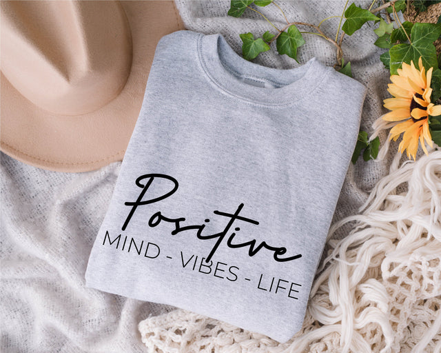 Positive Mind Positive Vibes Positive Life svg, positive quote svg, Mental Health svg, Inspirational svg, Motivational svg, svg for shirt SVG Fauz 