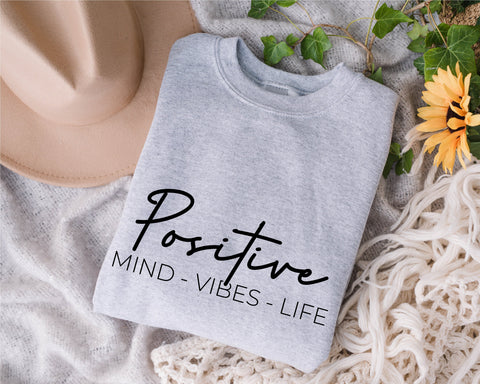 Positive Mind Positive Vibes Positive Life svg, positive quote svg, Mental Health svg, Inspirational svg, Motivational svg, svg for shirt SVG Fauz 