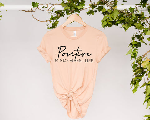 Positive Mind Positive Vibes Positive Life svg, positive quote svg, Mental Health svg, Inspirational svg, Motivational svg, svg for shirt SVG Fauz 