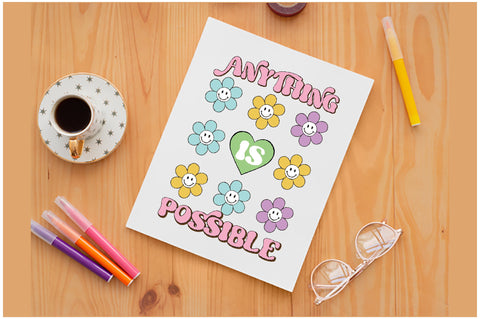 Positive Quote Retro Flower Sublimation Sublimation Jagonath Roy 