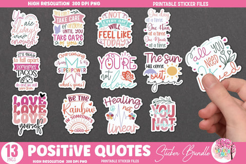 Positive Quotes Sticker Bundle Sublimation DESIGNS DARK 