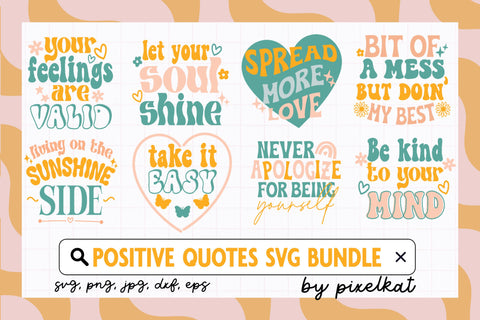 Positive Quotes SVG Bundle, Inspirational Quotes SVG Bundle SVG PixelKat 