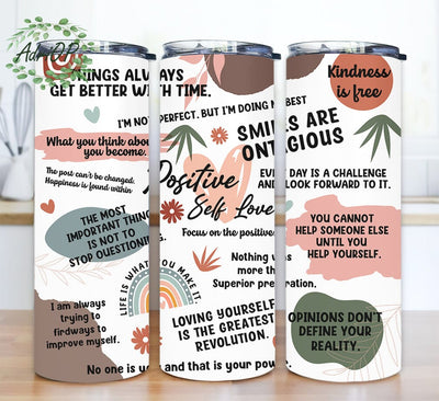 Positive Self Love 20oz Skinny Tumbler Png, Abstract Word Of Wisdom Sublimation, Best Selling Png, Positive Affirmations Png Sublimation AdriOP 