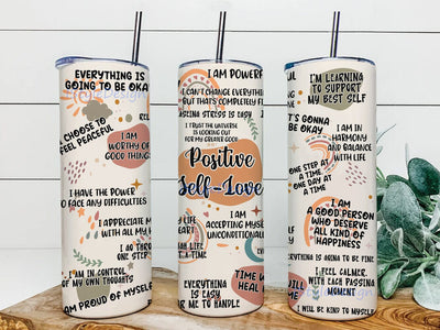 Positive Self Love 20oz Tumbler Design, Boho Daily Affirmations Tumbler Png, Inspirational Quote Tumbler Wrap, Digital Download Sublimation iStyleDesign 