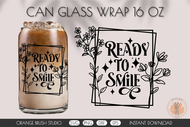 Positive Smile Can Glass Wrap | Bear Can Wrap SVG SVG OrangeBrushStudio 