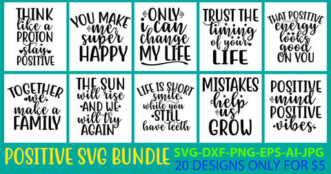 Positive Thinking Svg Bundle SVG Syaman 