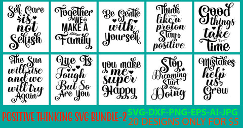 Positive Thinking SVG Bundle Vol. 2 SVG Syaman 