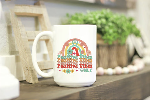 Positive Vibes Only Rainbow Sublimation Design Sublimation Creativeart88 
