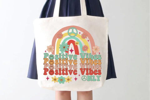 Positive Vibes Only Rainbow Sublimation Design Sublimation Creativeart88 