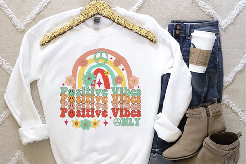 Positive Vibes Only Rainbow Sublimation Design Sublimation Creativeart88 