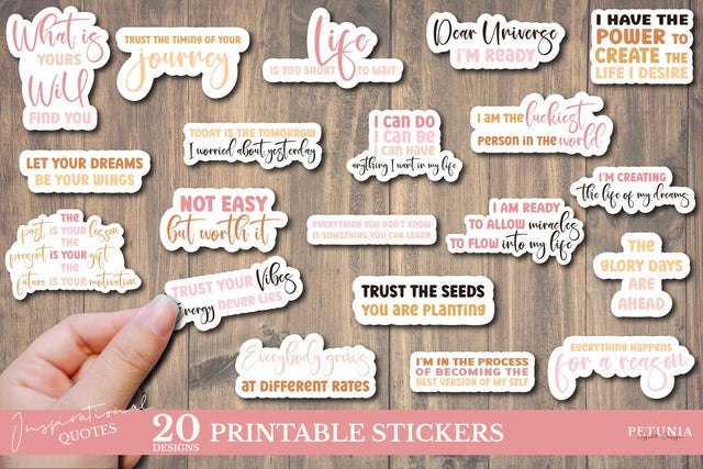 Positivity and Inspirational Sticker Bundle Sublimation Petunia Digital Design 