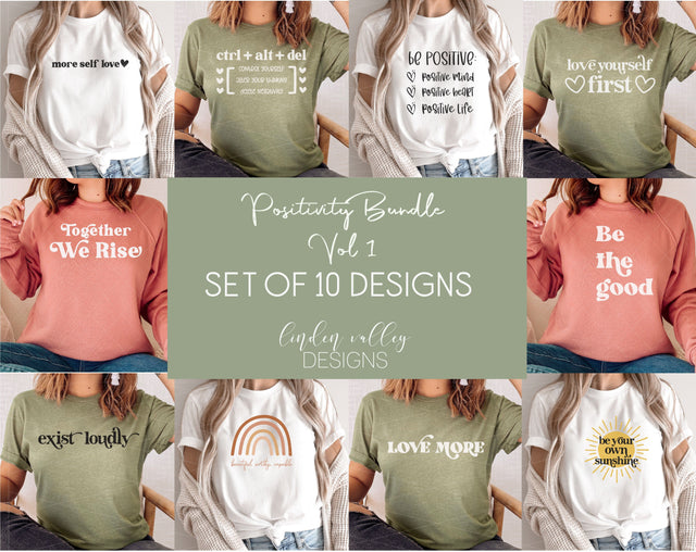 Positivity Mini Bundle|Motivational Bundle|Self Love Collection|Quote SVG SVG Linden Valley Designs 