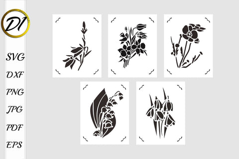 Postcards with Flower Design | Romantic | Beautiful Cut Flowers | Tender Postcards SVG Evgenyia Guschina 